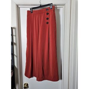 Zara Pleated High Waisted Wide Leg Trousers Burnt Orange Women's Size Medium